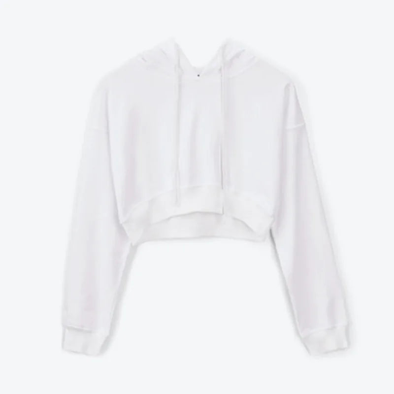Long Sleeve Lace Up Hooded Crop Top