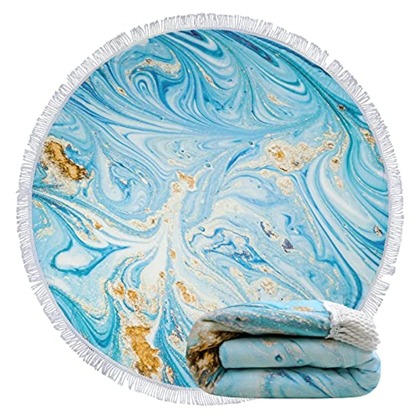Large Round 60-Inch-Thick Absorbent Quick Dry Beach Towel Blanket