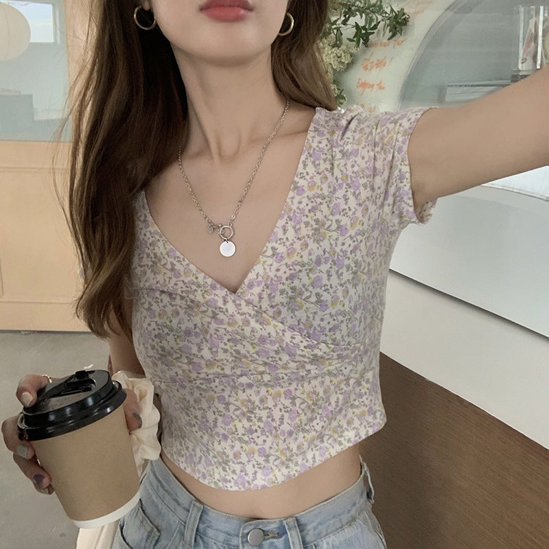 Women's Floral Short Cropped Top