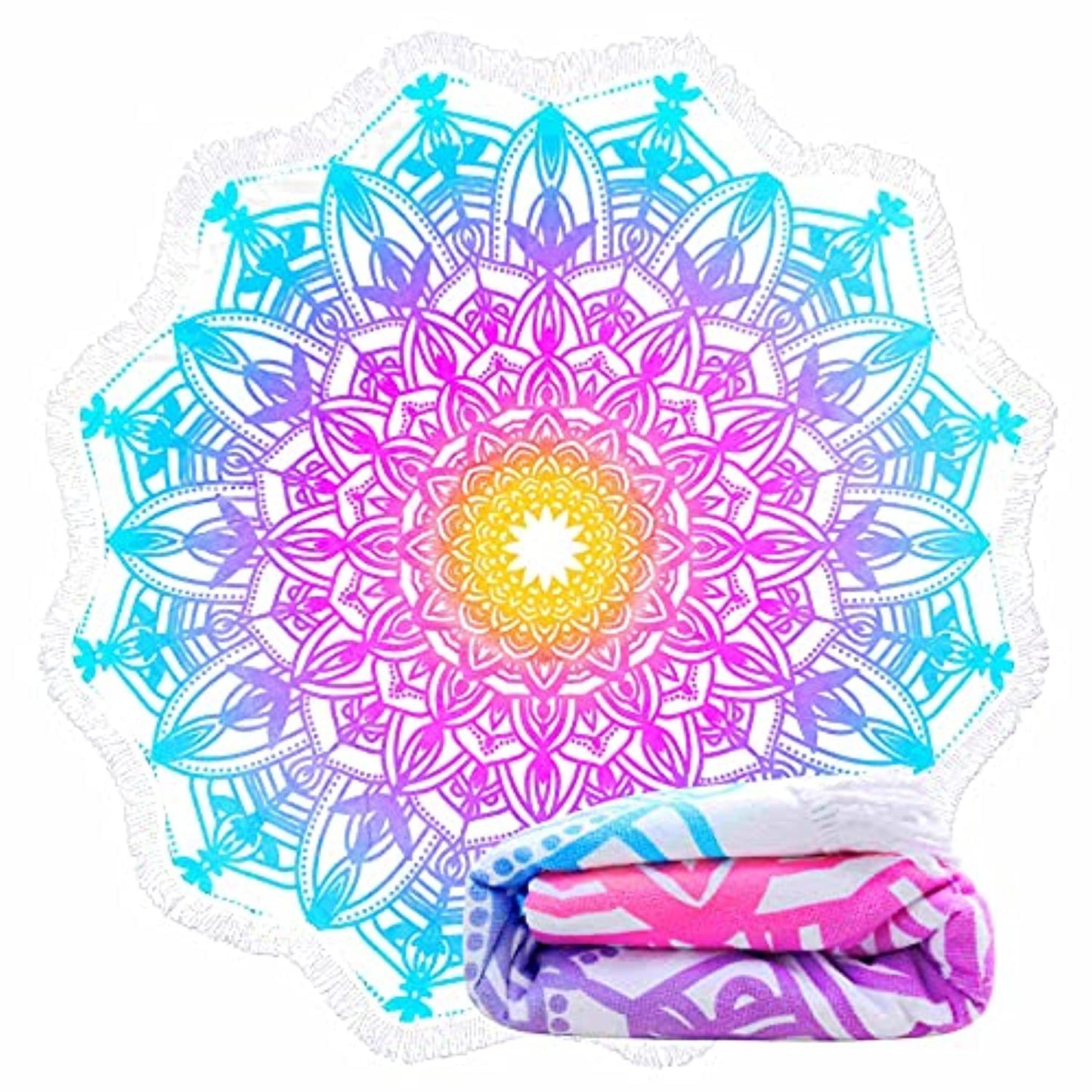 Large Round 60-Inch-Thick Absorbent Quick Dry Beach Towel Blanket