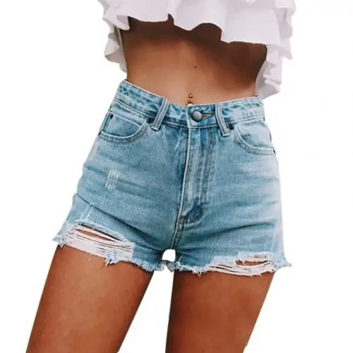 High Waist Ripped Denim Shorts