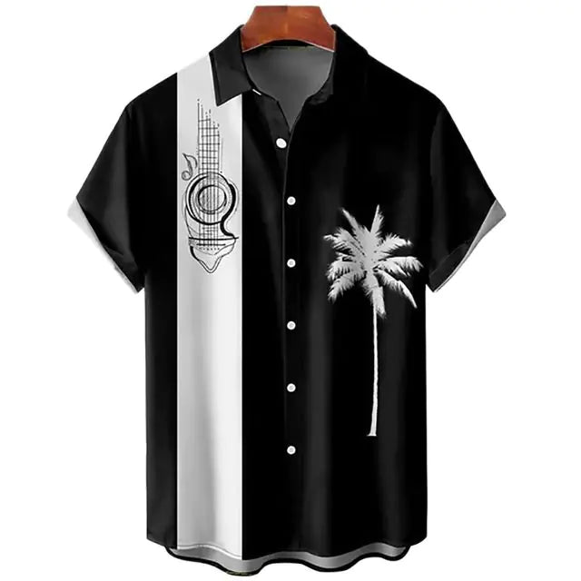 Coconut Tree Hawaiian Shirts For Men Summer Beach Short Sleeve