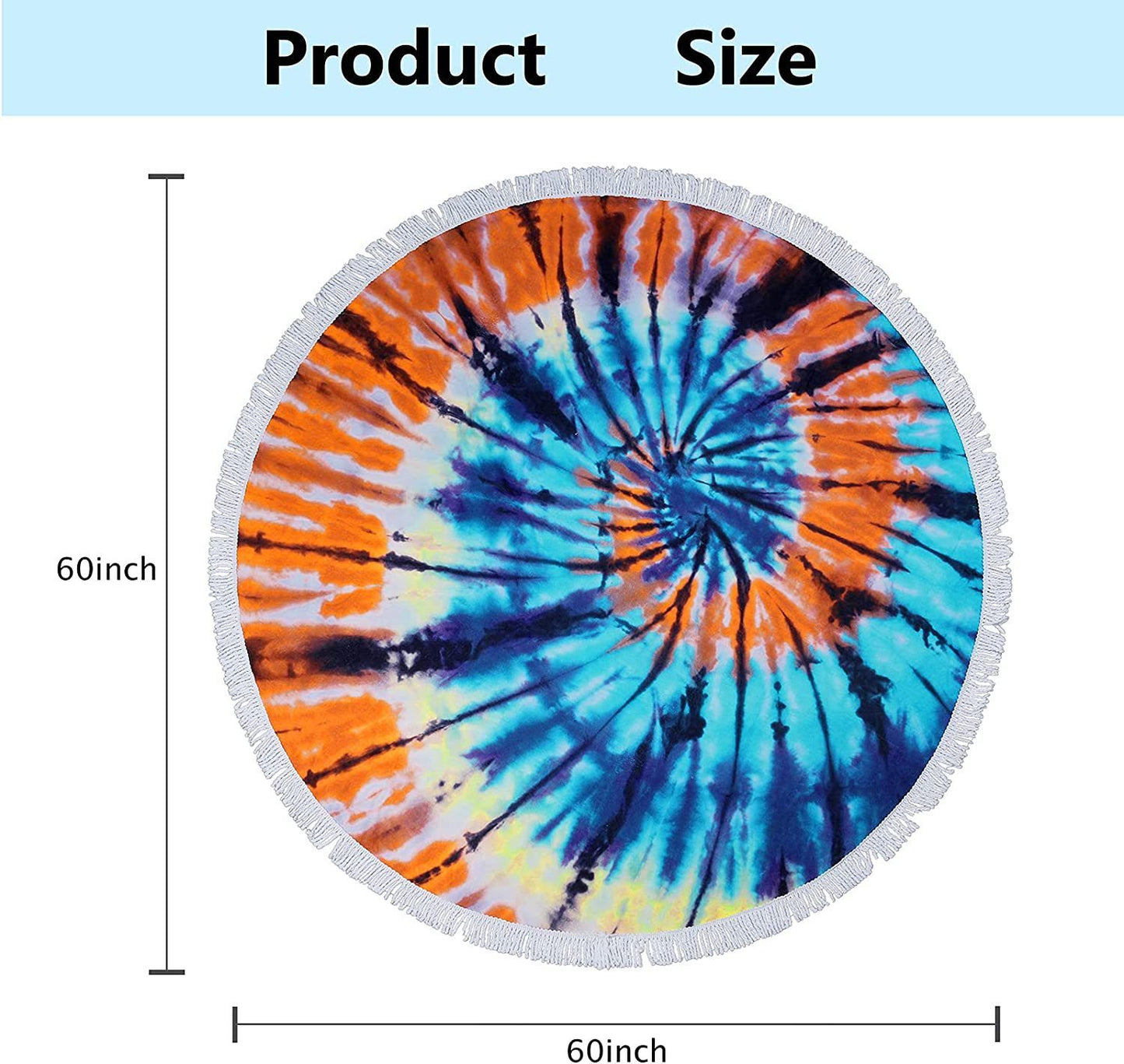 Large Round 60-Inch-Thick Absorbent Quick Dry Beach Towel Blanket