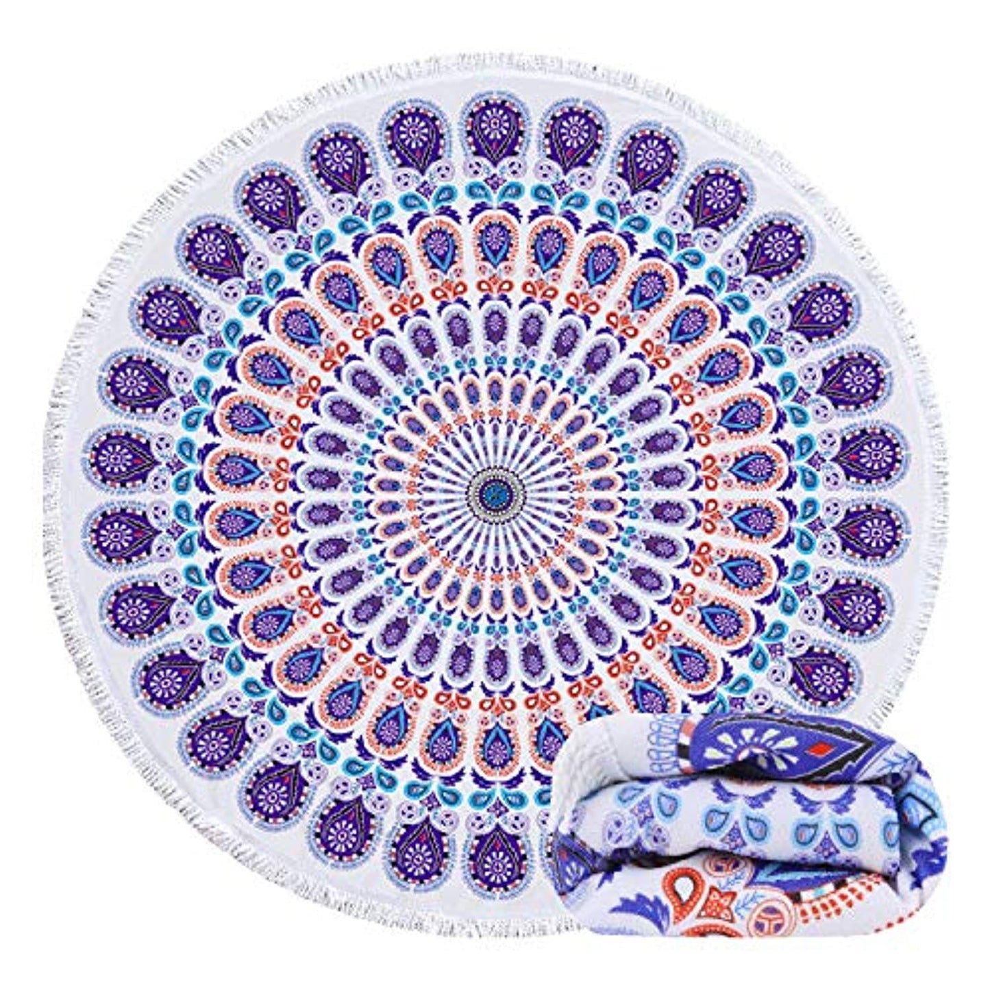 Large Round 60-Inch-Thick Absorbent Quick Dry Beach Towel Blanket