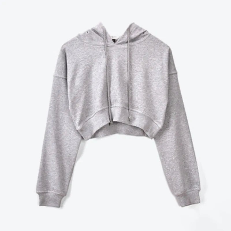 Long Sleeve Lace Up Hooded Crop Top