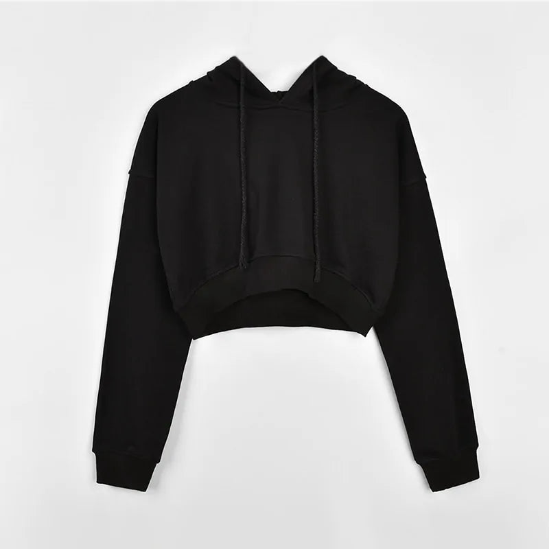 Long Sleeve Lace Up Hooded Crop Top