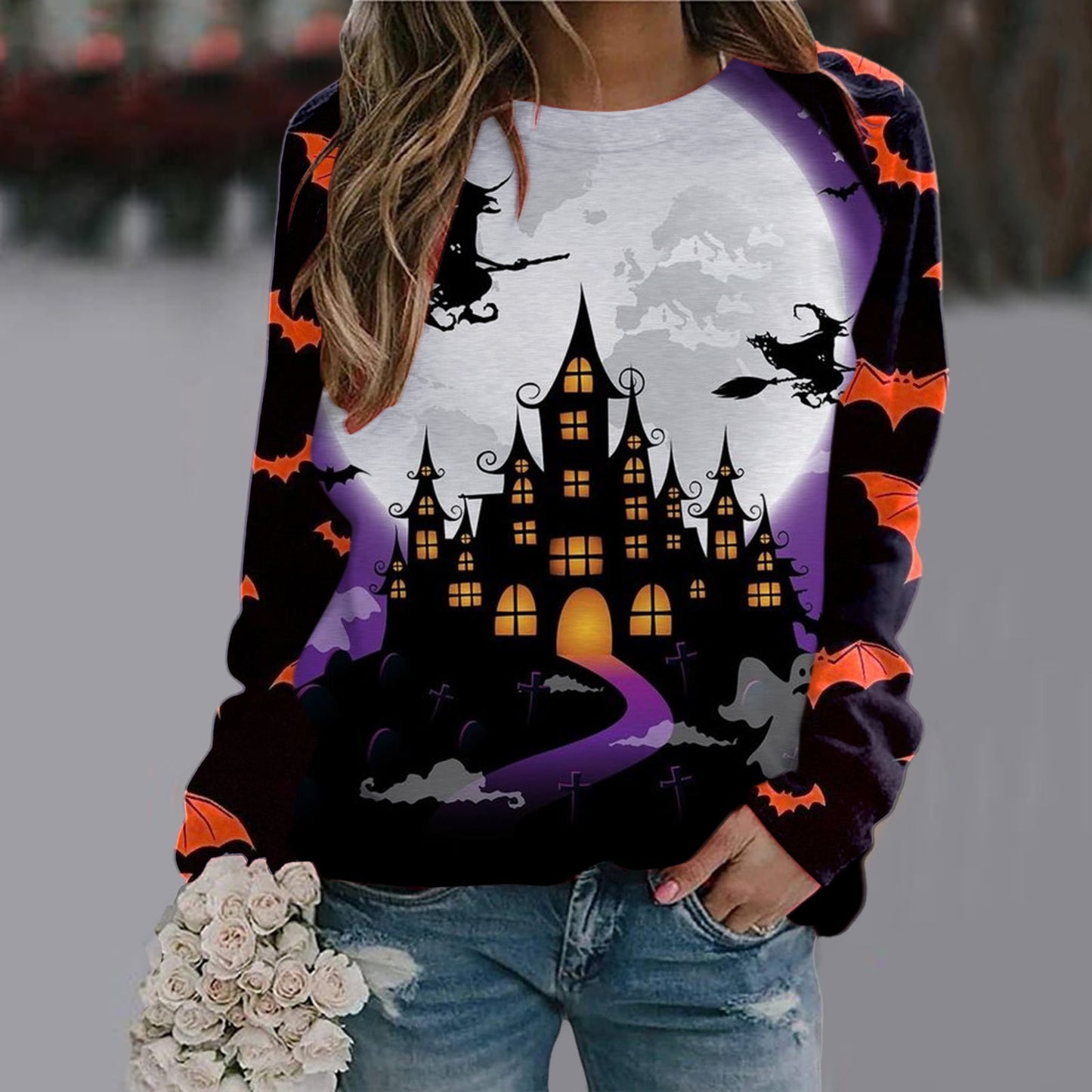 Women's Long Sleeve Halloween T-shirt- 11 Styles