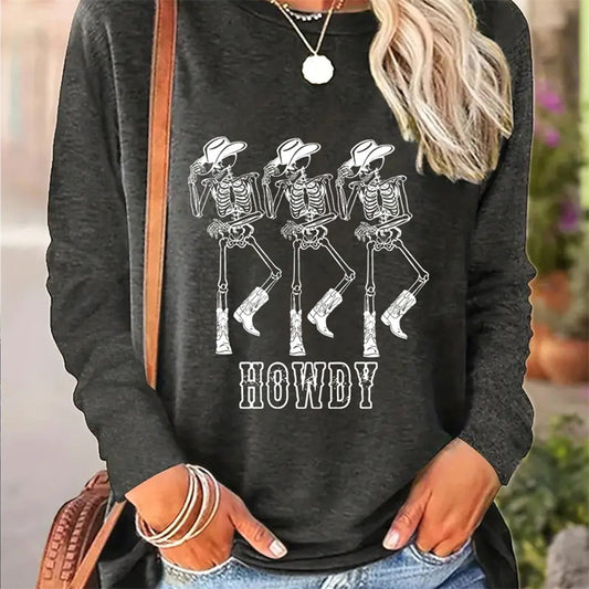 Women Casual Round Neck Long Sleeve T-shirt