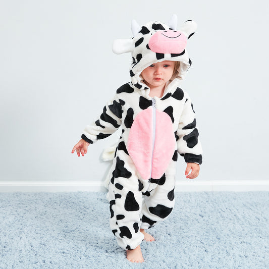 Flannel Cow Crawler Jumpsuit