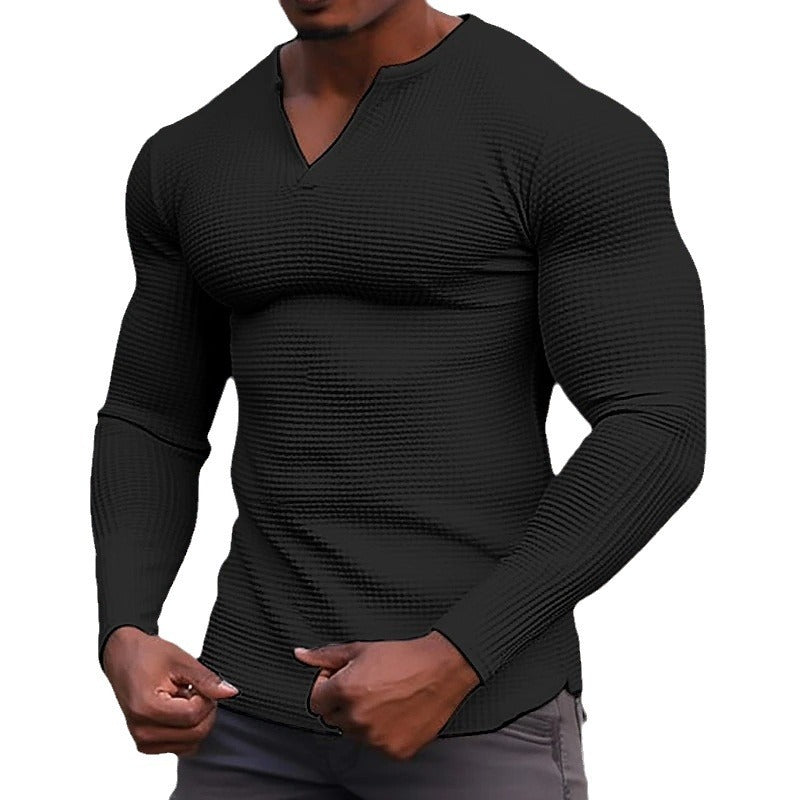 Men's V-neck Long Sleeve T-shirt