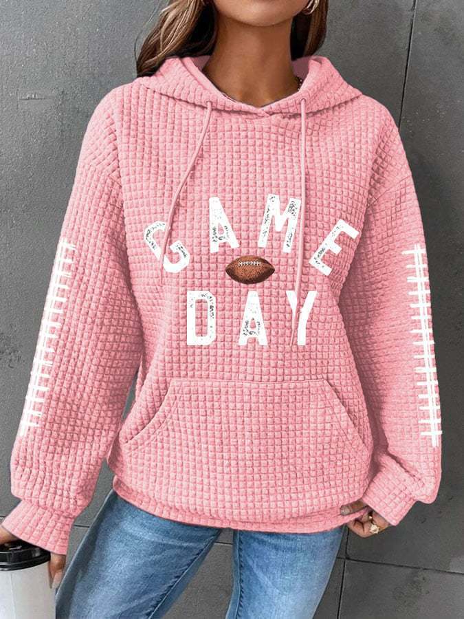 Women's Football Waffle Texture Hooded Sweater