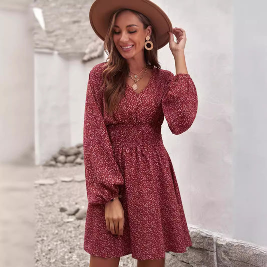 Pullover V-neck Long Sleeve Dress