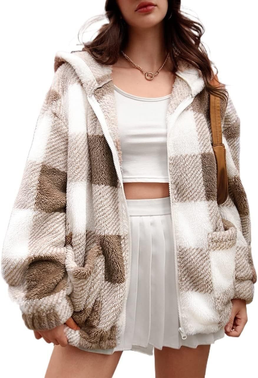 Women's Zipper Plush Coat