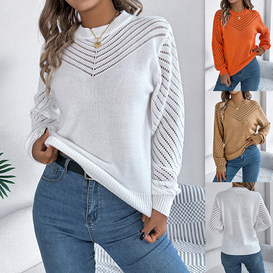 Womens Round Neck Pullover Sweater