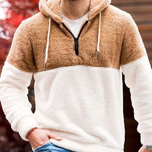 Men's Half Zipper Hooded Thickened Sweater