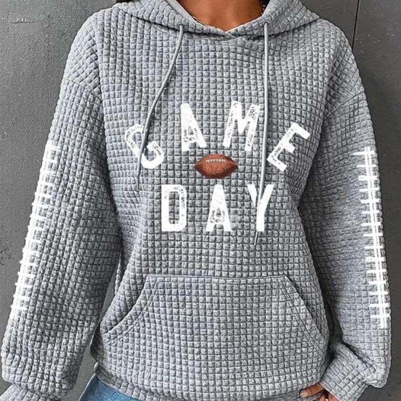 Women's Football Waffle Texture Hooded Sweater