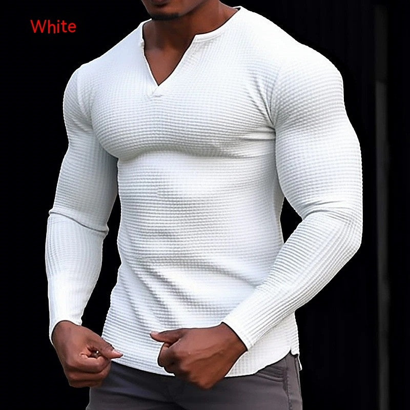 Men's V-neck Long Sleeve T-shirt