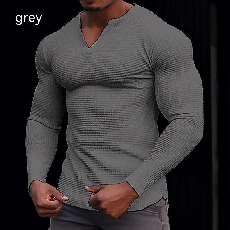 Men's V-neck Long Sleeve T-shirt