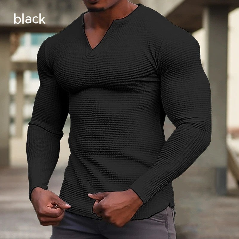 Men's V-neck Long Sleeve T-shirt