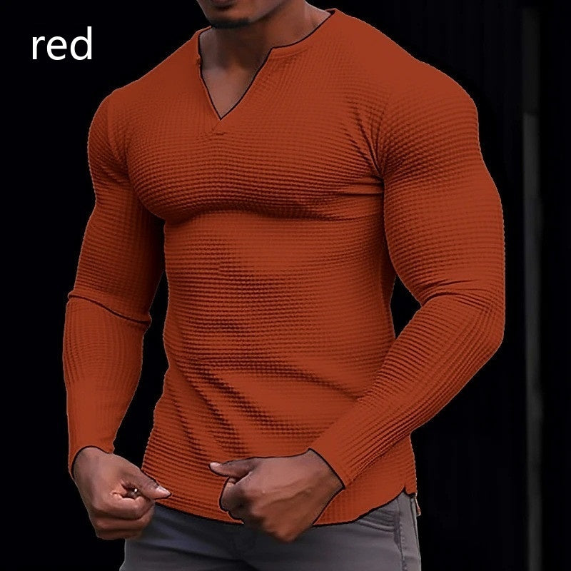 Men's V-neck Long Sleeve T-shirt