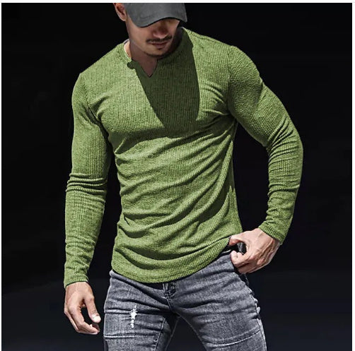 Men's V-neck Long Sleeve T-shirt