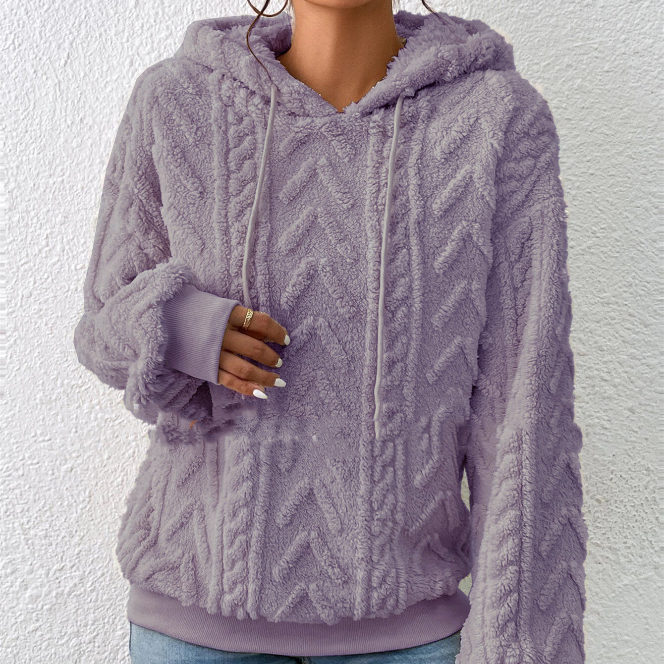 Knitted Hooded Loose Fit Plush Sweater Coat