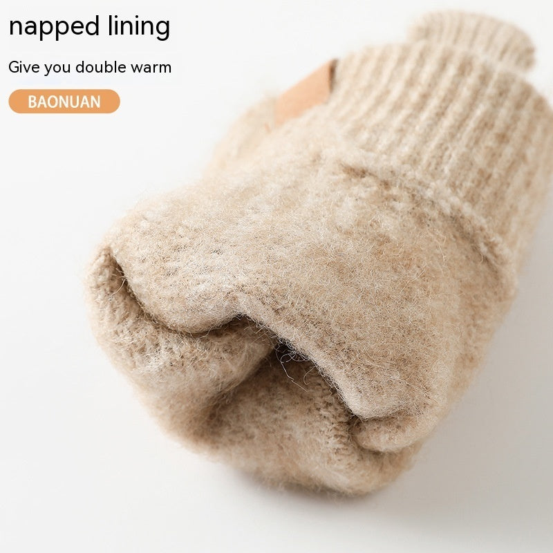 Women's Winter Fleece Lined Padded Warm Knitted Gloves