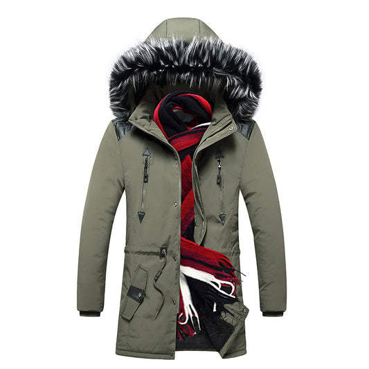 Men's fur collar hooded down jacket