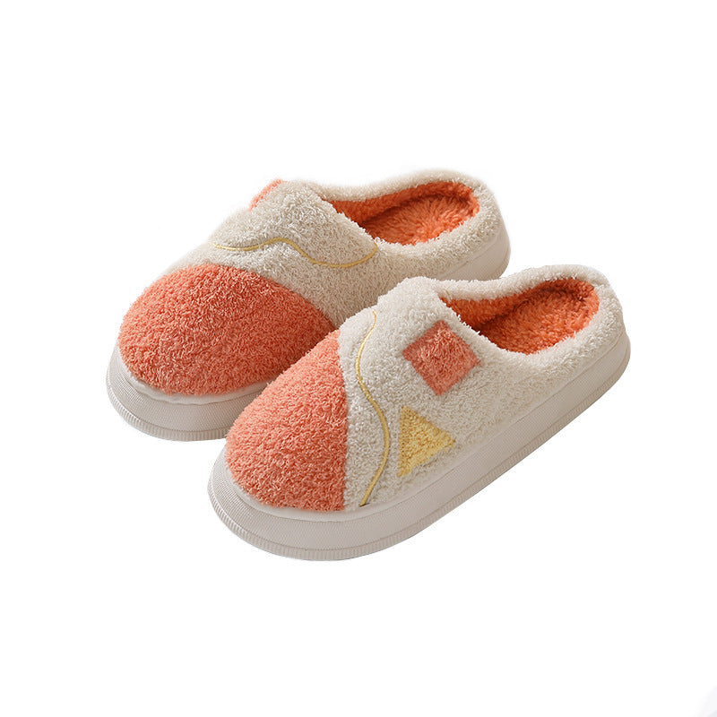 Autumn And Winter New Patchwork Cotton Slippers Female Home Non-slip Home Warm