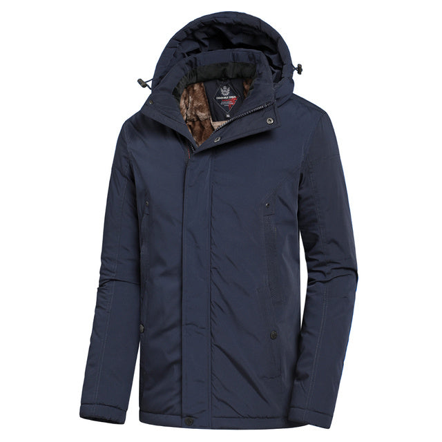 Casual Long Thick Fleece Hooded Waterproof Jacket