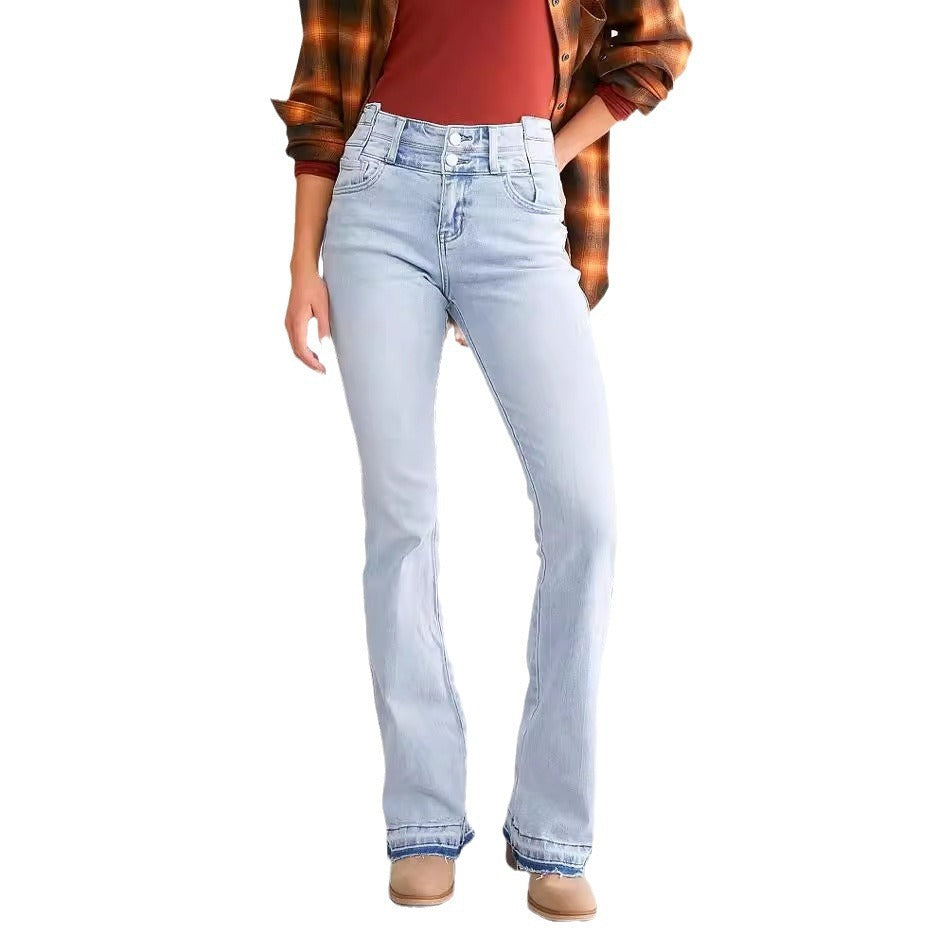 Women's High Waist Elastic Denim Jeans