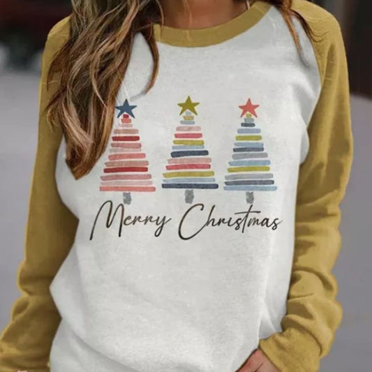 Round Neck Sweater- Christmas Tree Pattern