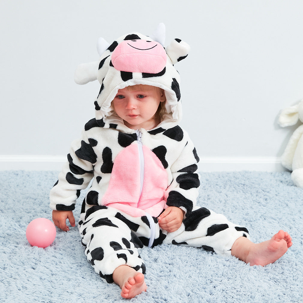 Flannel Cow Crawler Jumpsuit