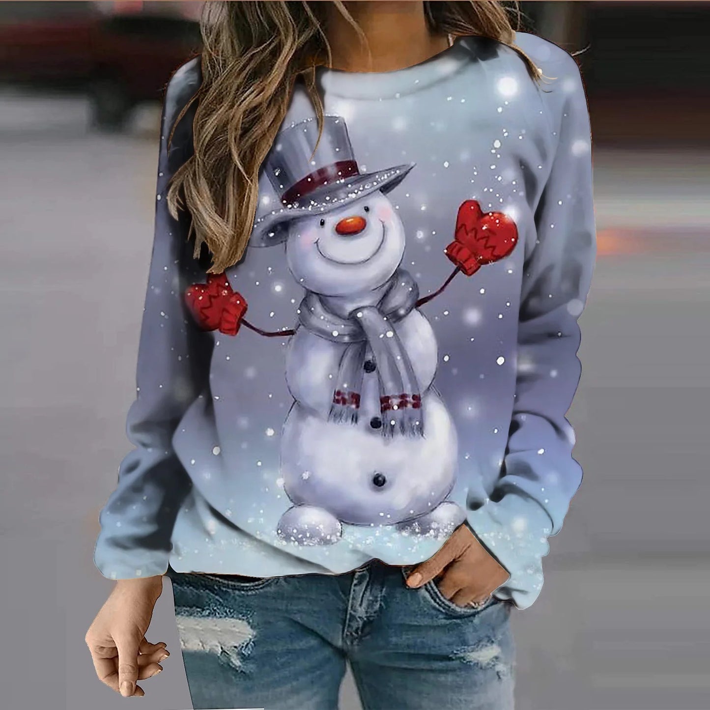 Snowman/Elephant Crew Neck Sweatshirt