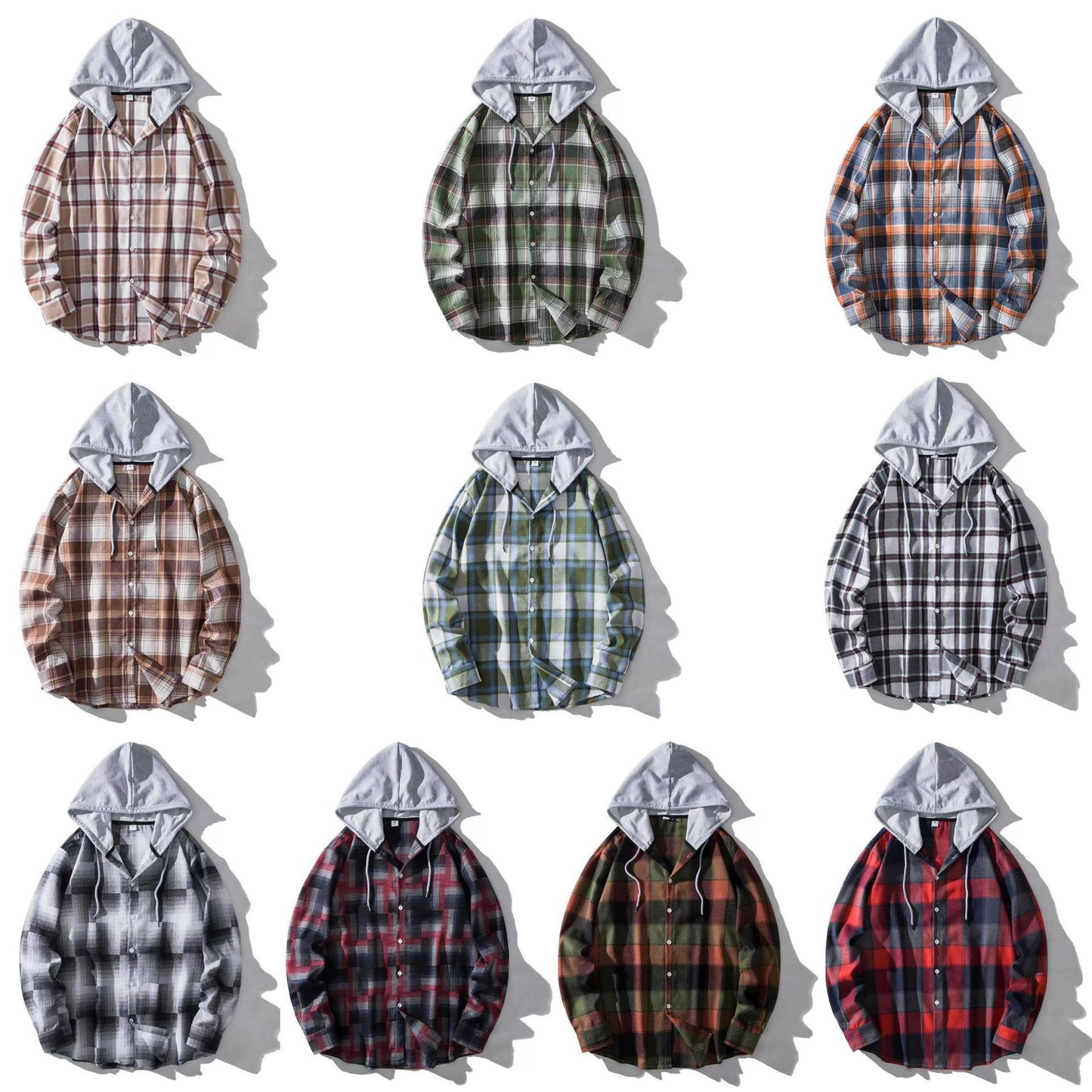 Men's Plaid Hooded Shirt