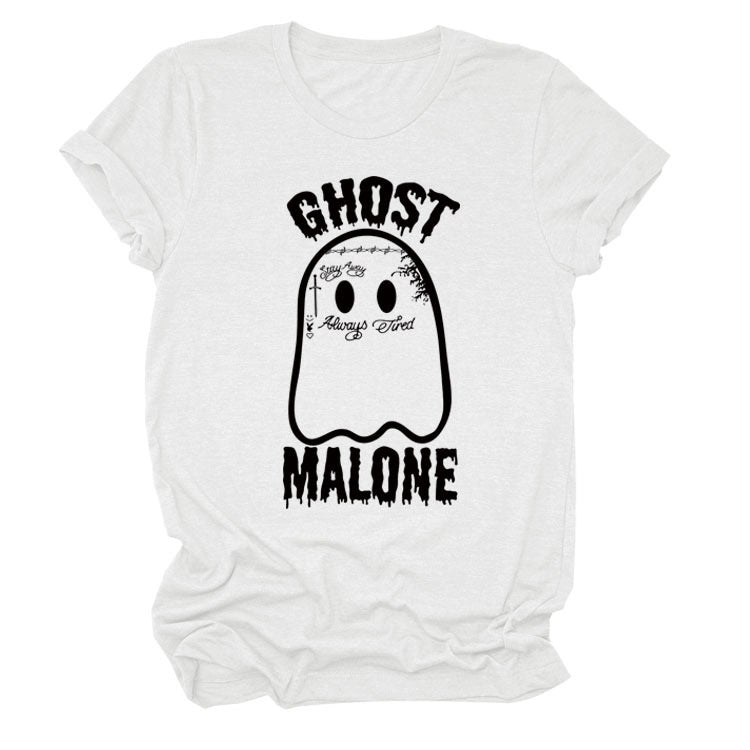 Ghost Round Neck Short Sleeve Halloween T-shirt