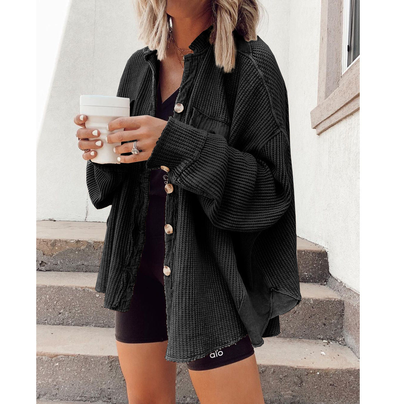 Button-up Long Sleeve Jacket Sweater