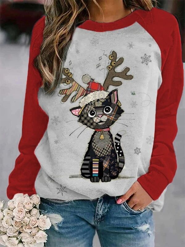 Crewneck Long Sleeve Christmas T-shirt