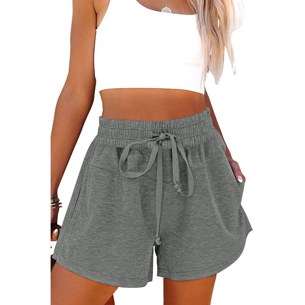 Women's Lace Up Casual Pocket Solid Color Shorts