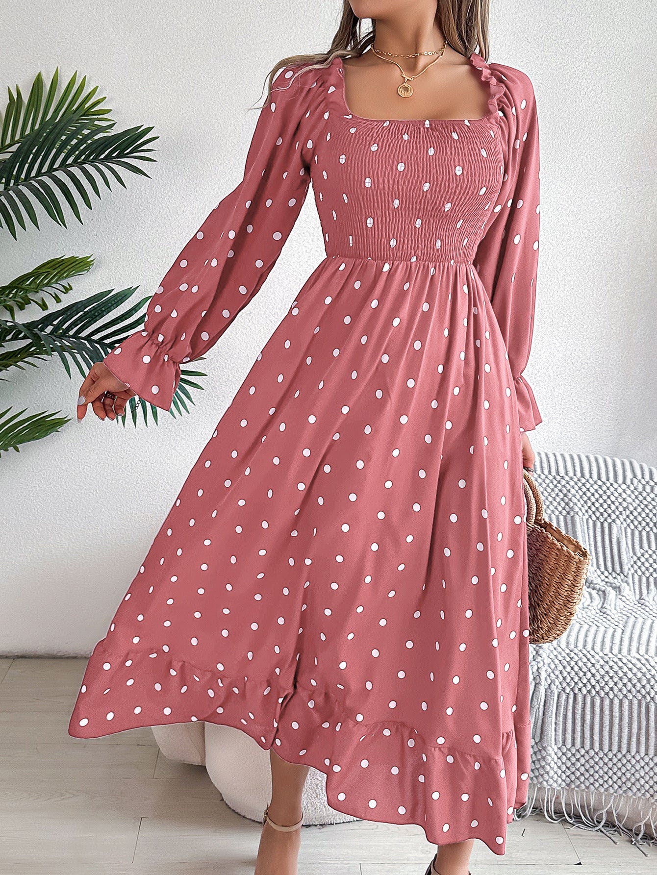 Polka Dot Long Sleeve Dress