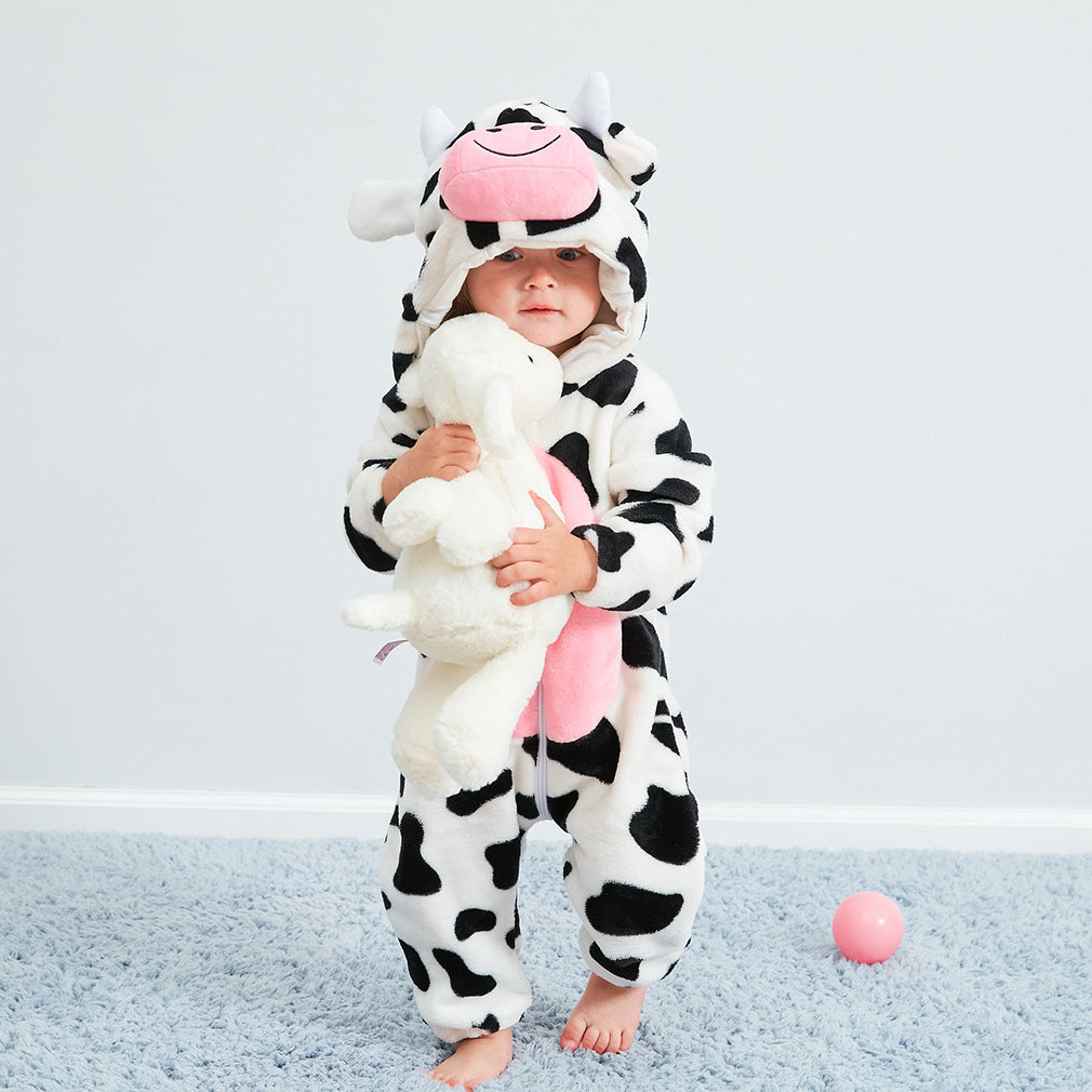 Flannel Cow Crawler Jumpsuit