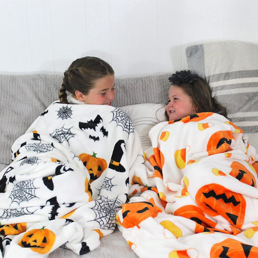 Halloween Pumpkin Bat Flannel Blanket