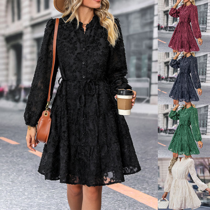 Women's Long Lace Sleeved Dress