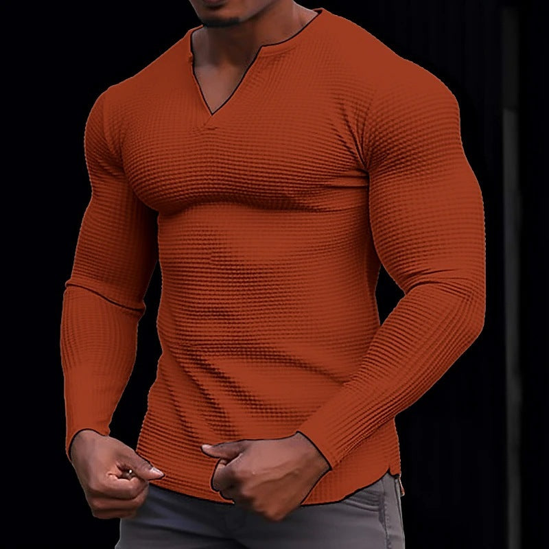 Men's V-neck Long Sleeve T-shirt