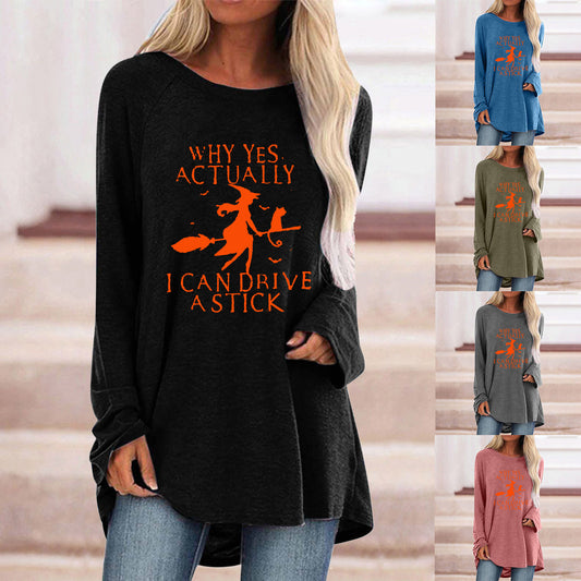 Loose Long Sleeve Witch T-Shirt