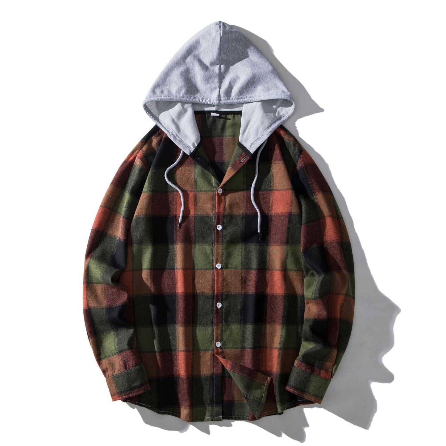 Men's Plaid Hooded Shirt