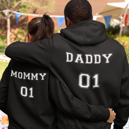 Mommy and Daddy Solid Color Hoodie