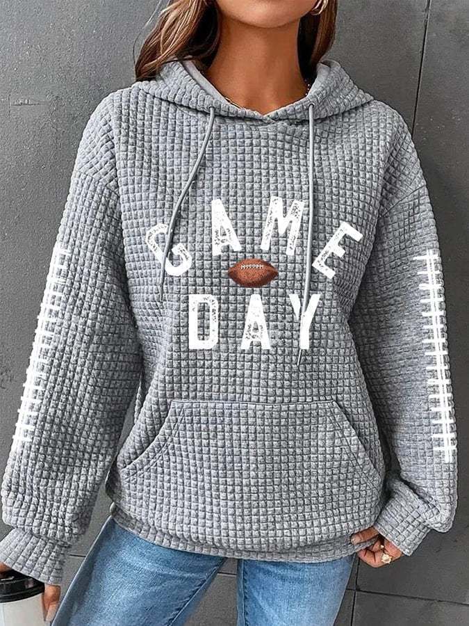 Women's Football Waffle Texture Hooded Sweater