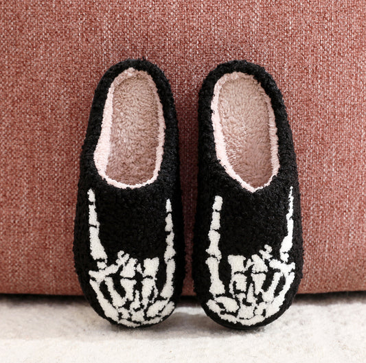 Halloween Skull Rock Cotton Slippers