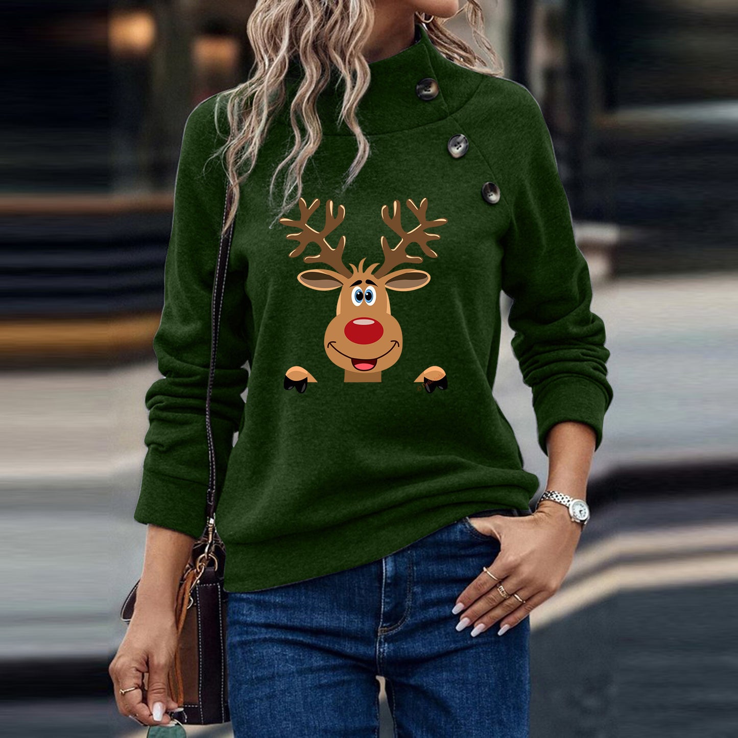 Deer Turtleneck Sweatshirt